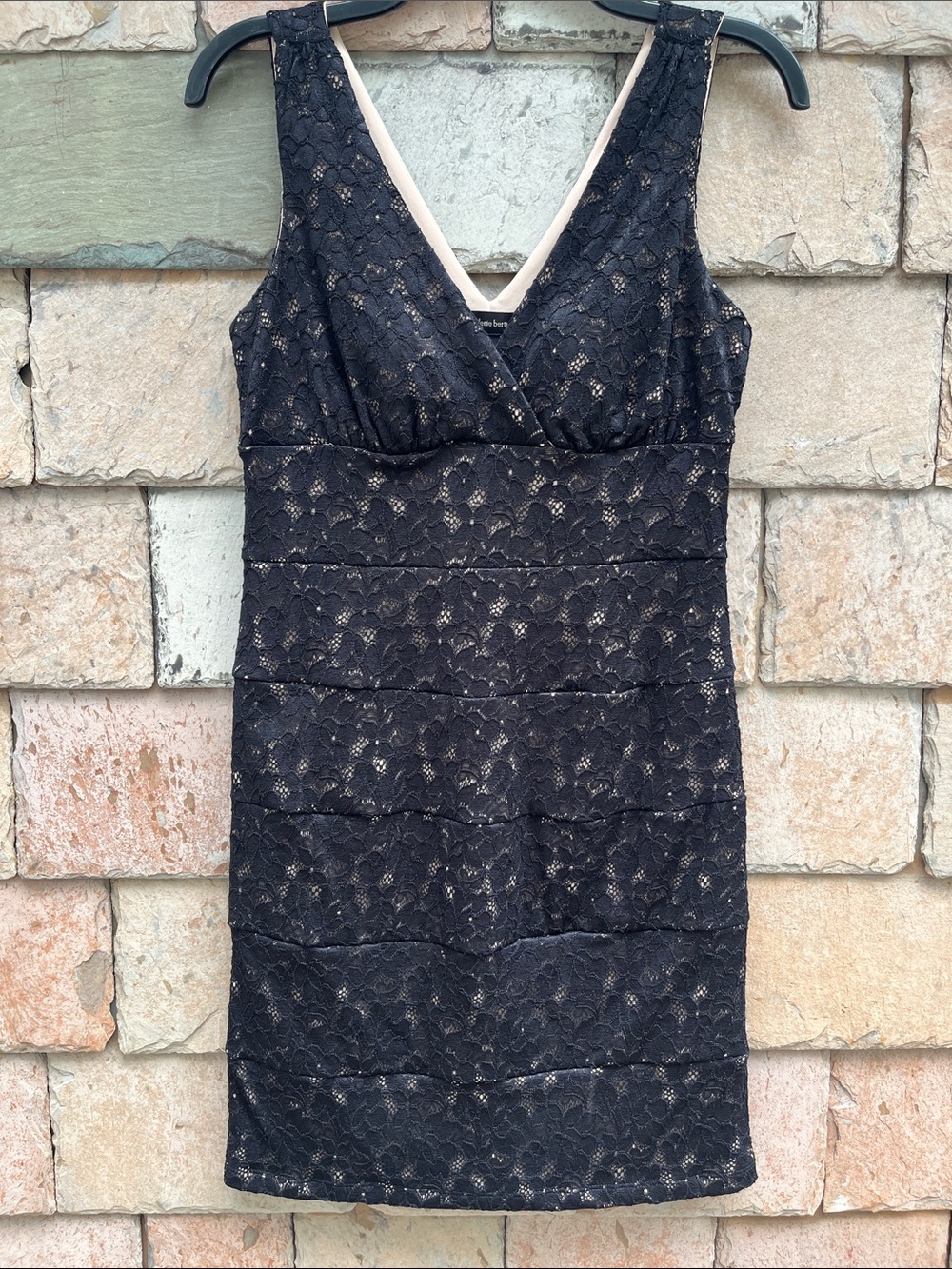 Valerie Bertinelli Black Lace Sleeveless Sheath Dress Jacket